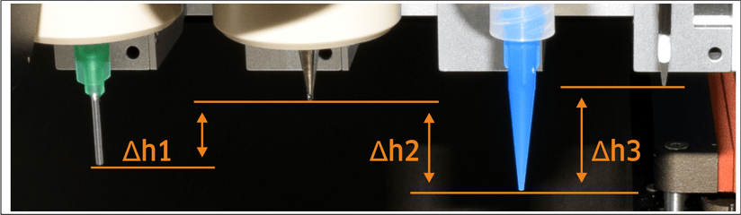 Automatic XYZ calibration for different tools/nozzles