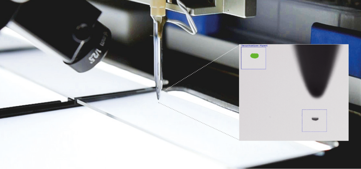 Real-Time Monitoring of individual Spots on the Nano-Plotter